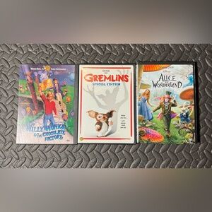 DVD Movie Collection: Willy Wonka, Gremlins, Alice in Wonderland